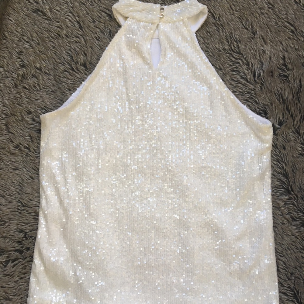 Cable & Gauge cream color sequin sleeveless halter top size medium - Picture 6 of 8